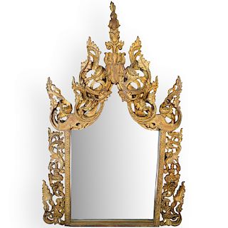 Thai Carved Gilded Wood Mirror