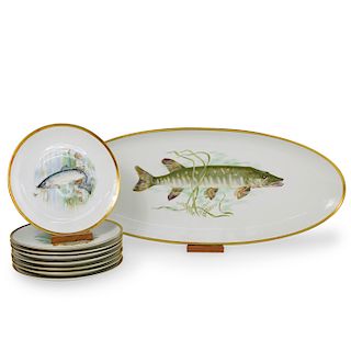 (9 Pc) Hutschenreuther Porcelain Fish Plate Set