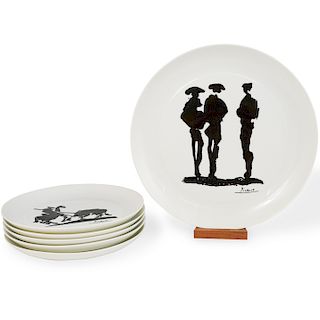(6 Pc) Picasso Block Porcelain Plates