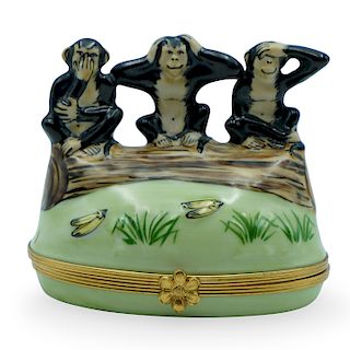Limoges Porcelain "Three Monkey" Trincket