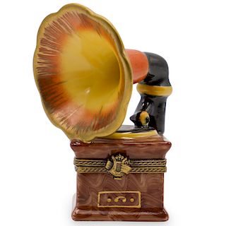 Limoges Porcelain Gramophone Box