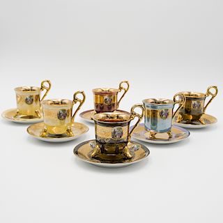 (6 Pc) Royal Vienna Porcelain Teacup and Saucers
