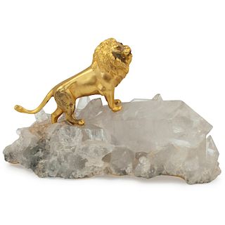 Gilded Lion on Quartz Rock
