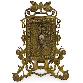 Victorian Champleve and Brass Picture Frame