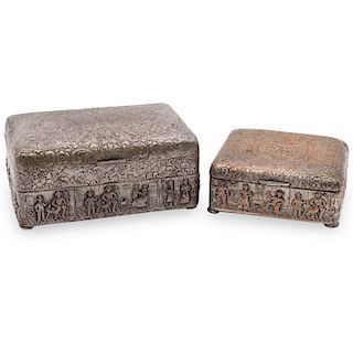 (2 Pc) Danish Silver Plated Repousse Boxes