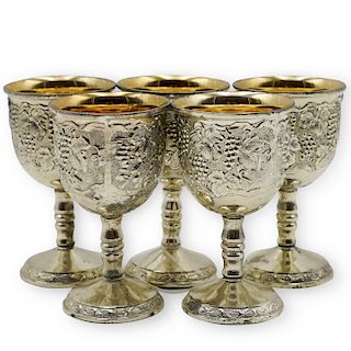(5 Pc) Silver Plated Kiddush Cups