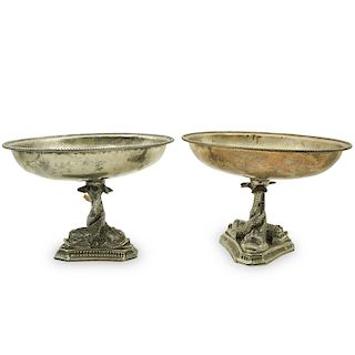 Pair Of Antique Silver Plated Compotes