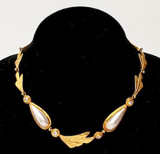 Coppelman 22K & 18K Gold Diamonds Pearls Necklace