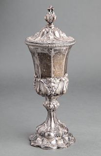 Silver Covered Goblet w Repousse Foliate Motif