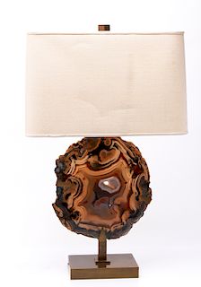 Willy Daro Agate Geode Brass Table Lamp