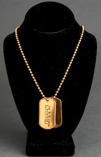 Chanel Double Dog Tag Pendant Gold-Tone Necklace