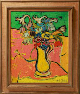 Stella Mertens Still Life w Flowers Oil on Canvas