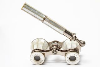 French Verne Silver-Tone & MOP Opera Glasses