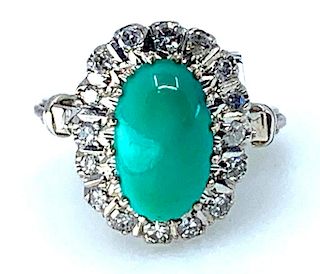 Ladies 14K Turquoise and Diamond Ring