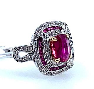 18KT White Gold Ruby and Diamond Ring