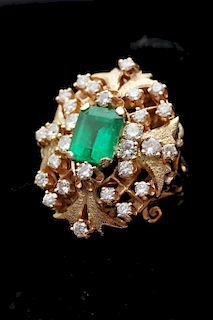 Emerald & Diamond Fancy Cocktail Ring