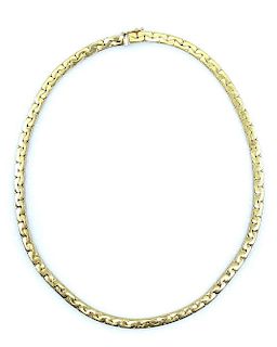 18K Yellow Gold Flat Link Necklace
