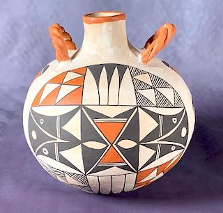 Acoma Pottery Two Handled Jar, B.Concho