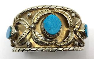 Native American Sterling Turquoise Cuff
