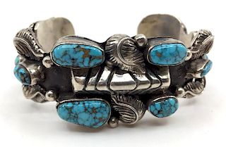 Vintage Sterling and Turquoise Cuff Bracelet
