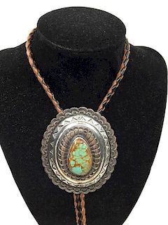 Silver Concho with Turquoise Bolo