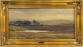 Johan Ulrik Bredsdorff (Danish, 1845-1928)      Winter Landscape with Houses and Hills.