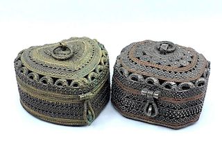 Two Indian Pierced Brass Boxes