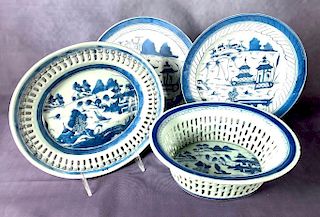 Lot of Antique Chinese Blue Canton