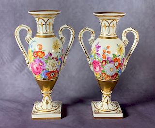 Pair of Dresden Porcelain Garniture Urns