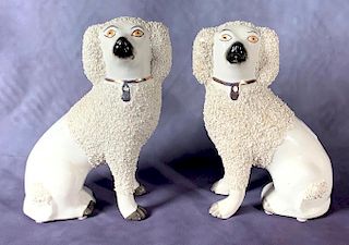 Assembled Pair of Staffordshire Poodle Figures