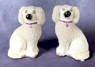 Pair of Staffordshire Poodle Figures