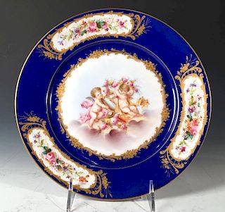 Sevres Hand Painted Cabinet Plate, c.1873