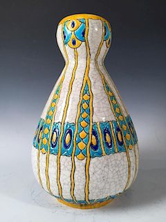 Boch Freres Glazed Ceramic Vase, Art Deco