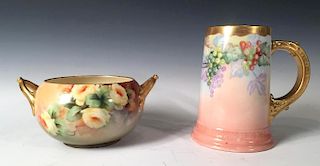 Belleek Hand Painted Mug and Vase