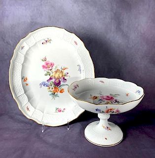 Meissen Porcelain Platter and Compote