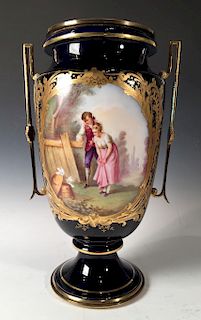 Sevres Style Gilt Metal Mounted Vase
