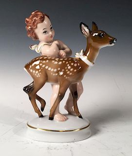 Rosenthal Porcelain Figure, Cherub and Fawn