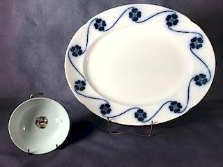 Ceramic Platter and Chinese Porcelain Bowl