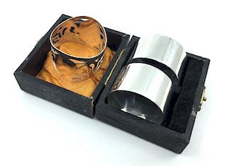 Pair of English Silver Napkin Rings in Fitted Case