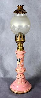 Bristol Enameled Glass Oil Lamp