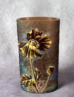 Mont Joye Legras Cameo Glass Poppy Vase
