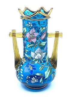Victorian Enameled Glass Vase, 19thc.