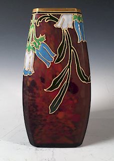 Legras Art Deco Enameled Glass Vase