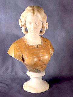 Two Color Alabaster Bust, Giuseppe Bessi