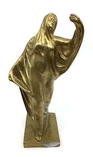 Gilt Bronze Figure Robed Dancer, 19thc.
