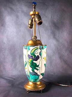 French Porcelain Gilt Bronze Mounted Table Lamp