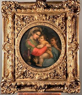Gilt Framed Madonna Della Sedia After Raphael