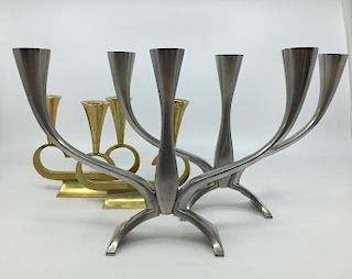 Two Pairs Modernist Candelabra, Just Anderson and Rena Rosenthal