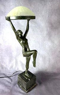 Art Deco Figural Bronze Lamp