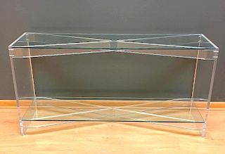 Lucite and Glass Console Table